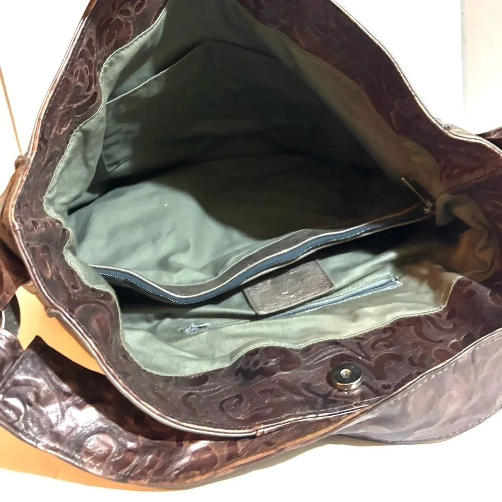 Mimeki Elegant Brown gray Leather  shoulder Women's Bag